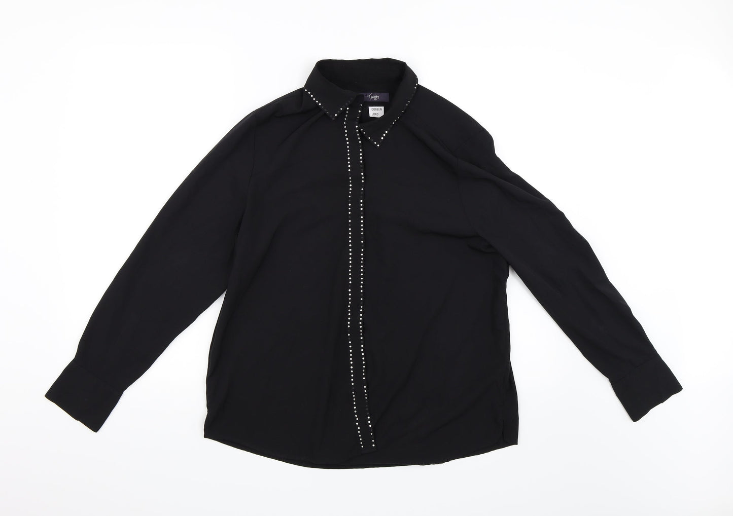 TWIGGY Womens Black   Basic Button-Up Size 14
