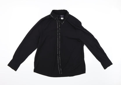 TWIGGY Womens Black   Basic Button-Up Size 14