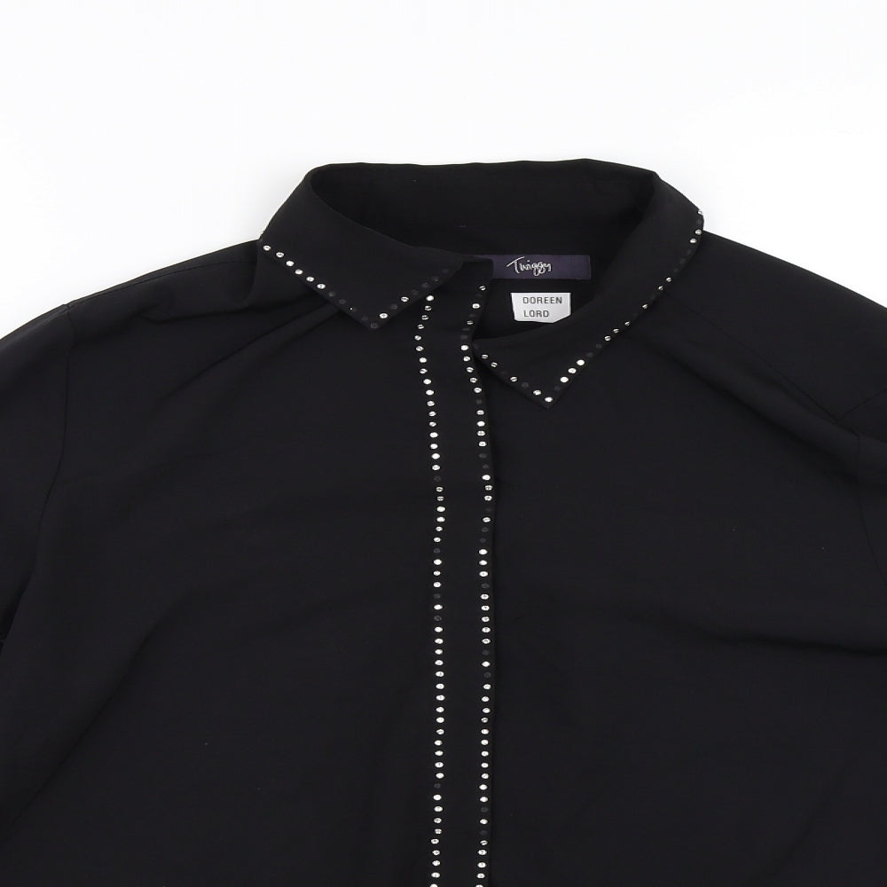TWIGGY Womens Black   Basic Button-Up Size 14