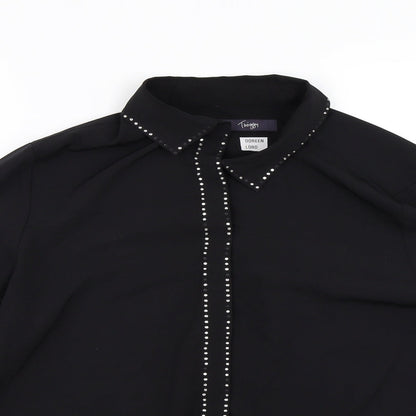 TWIGGY Womens Black   Basic Button-Up Size 14