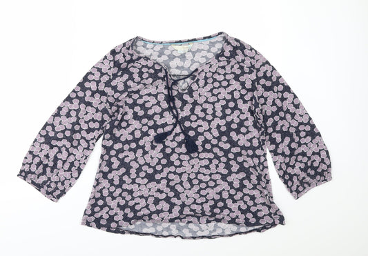 Boden Womens Black Geometric  Basic T-Shirt Size 6