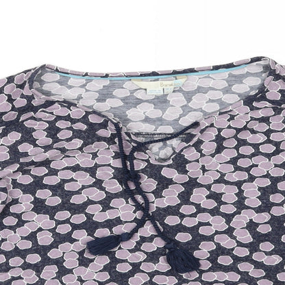 Boden Womens Black Geometric  Basic T-Shirt Size 6