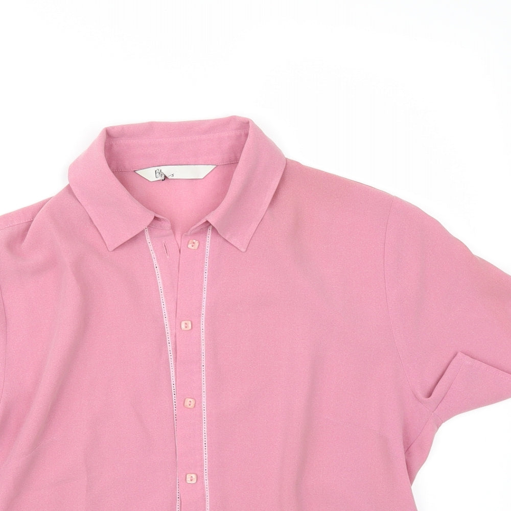 Womens UK Size 12 BHS Pink Tunic Button-Up
