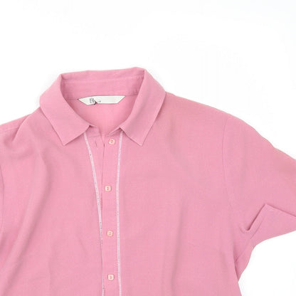 Womens UK Size 12 BHS Pink Tunic Button-Up