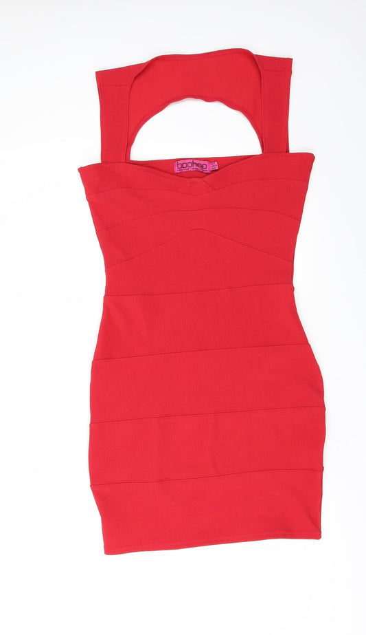 Boohoo Womens Red   Bodycon  Size 8
