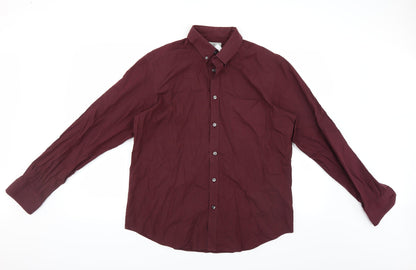 Mens UK Size L Marks and Spencer Purple  Button-Up Long Sleeve Casual Shirt