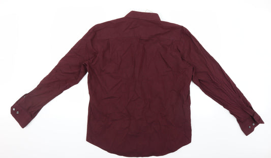 Mens UK Size L Marks and Spencer Purple  Button-Up Long Sleeve Casual Shirt