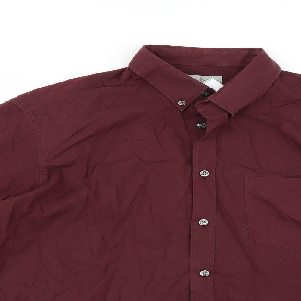 Mens UK Size L Marks and Spencer Purple  Button-Up Long Sleeve Casual Shirt