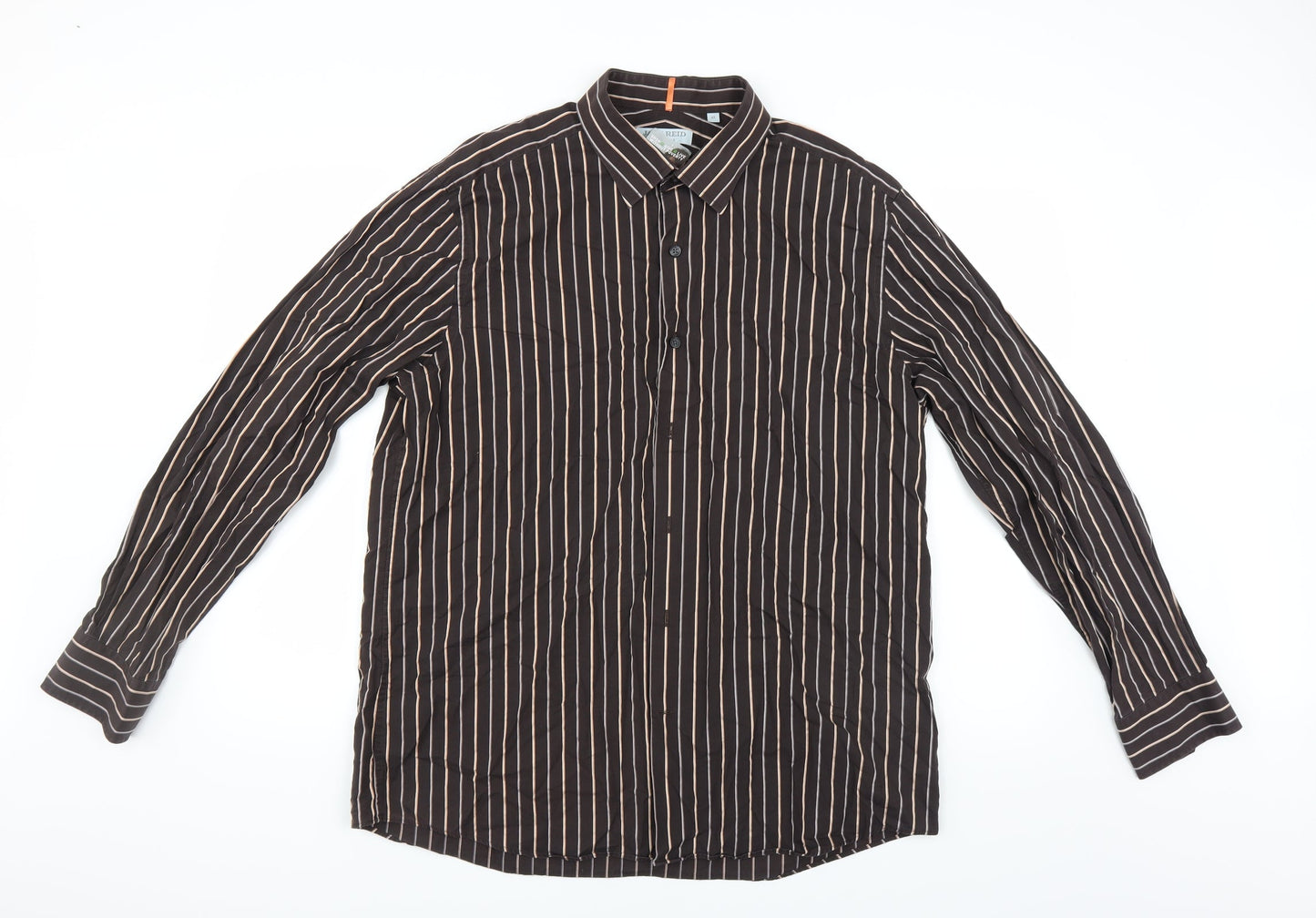Mens UK Size XL BHS Brown  Button-Up Long Sleeve Casual Shirt