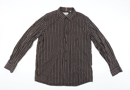 Mens UK Size XL BHS Brown  Button-Up Long Sleeve Casual Shirt