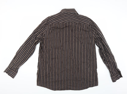 Mens UK Size XL BHS Brown  Button-Up Long Sleeve Casual Shirt