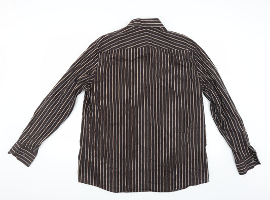 Mens UK Size XL BHS Brown  Button-Up Long Sleeve Casual Shirt