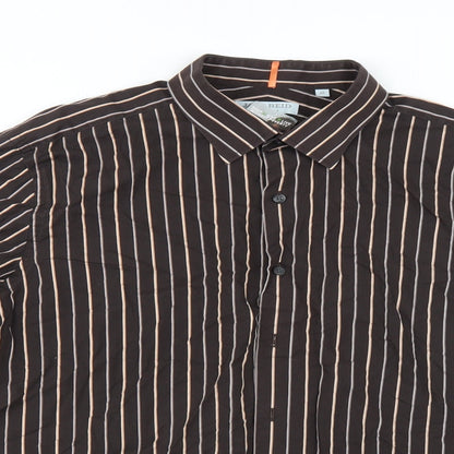 Mens UK Size XL BHS Brown  Button-Up Long Sleeve Casual Shirt