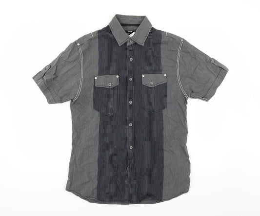 George Mens Grey Striped   Button-Up Size S