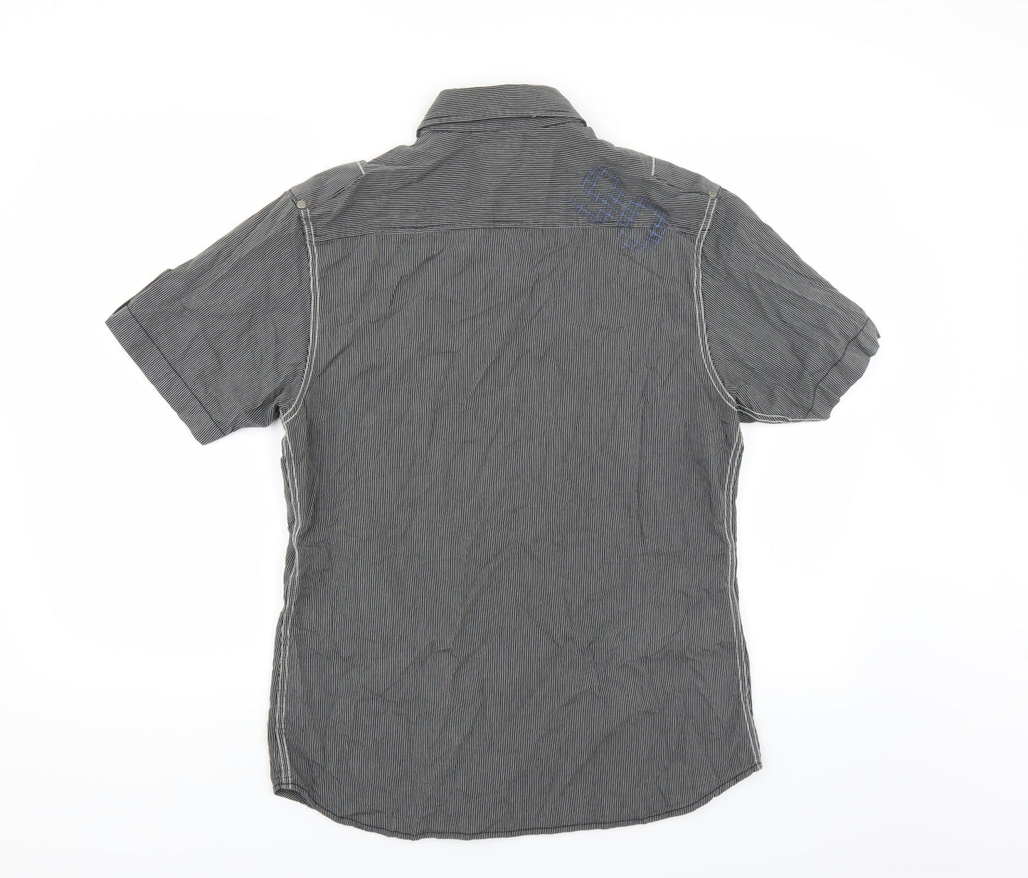 George Mens Grey Striped   Button-Up Size S