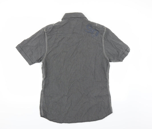 George Mens Grey Striped   Button-Up Size S