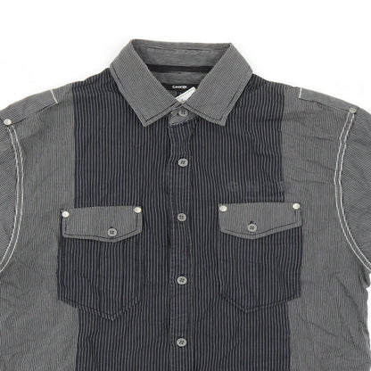 George Mens Grey Striped   Button-Up Size S