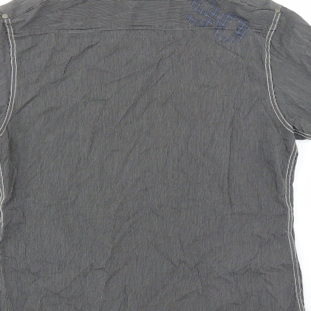 George Mens Grey Striped   Button-Up Size S