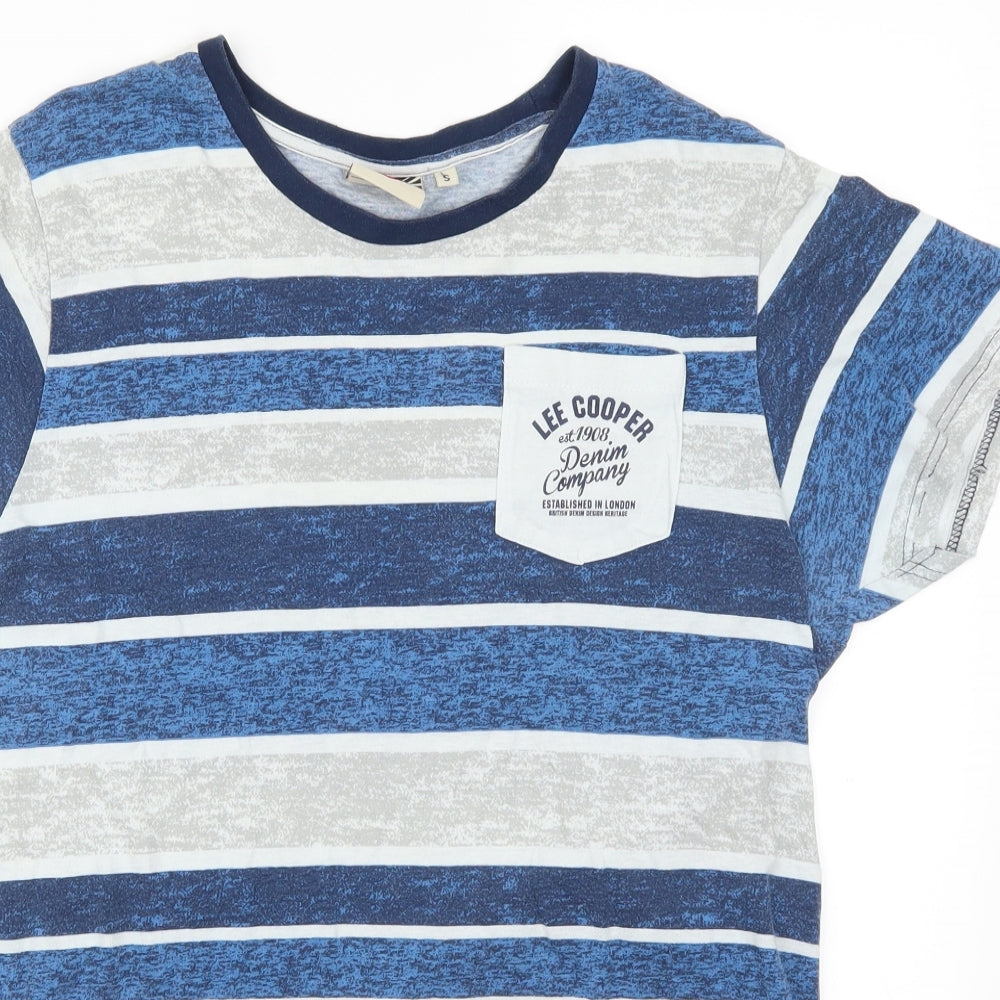 Lee Cooper Mens Blue Striped   T-Shirt Size S