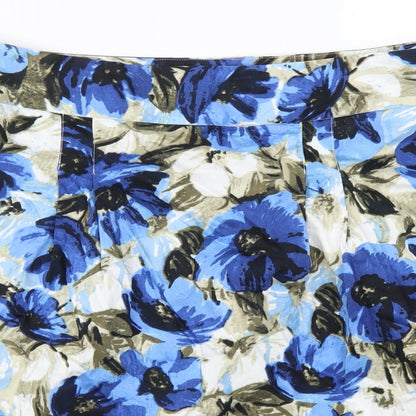Grace Elements Womens Blue Floral  Skater Skirt Size 8