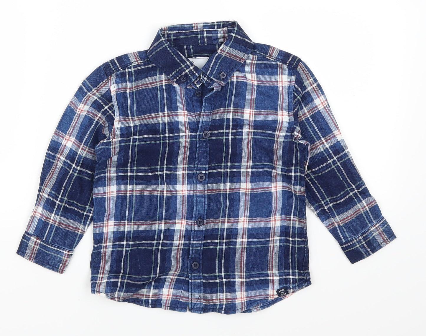 Kids Boys Blue Check Flannel Basic Casual Size 3 Years