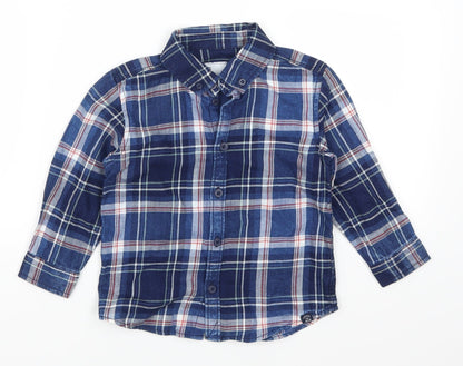 Kids Boys Blue Check Flannel Basic Casual Size 3 Years