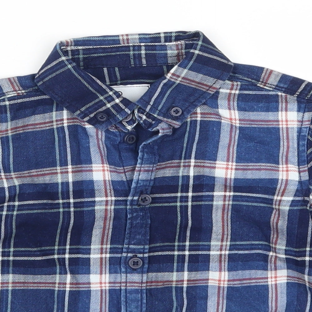 Kids Boys Blue Check Flannel Basic Casual Size 3 Years