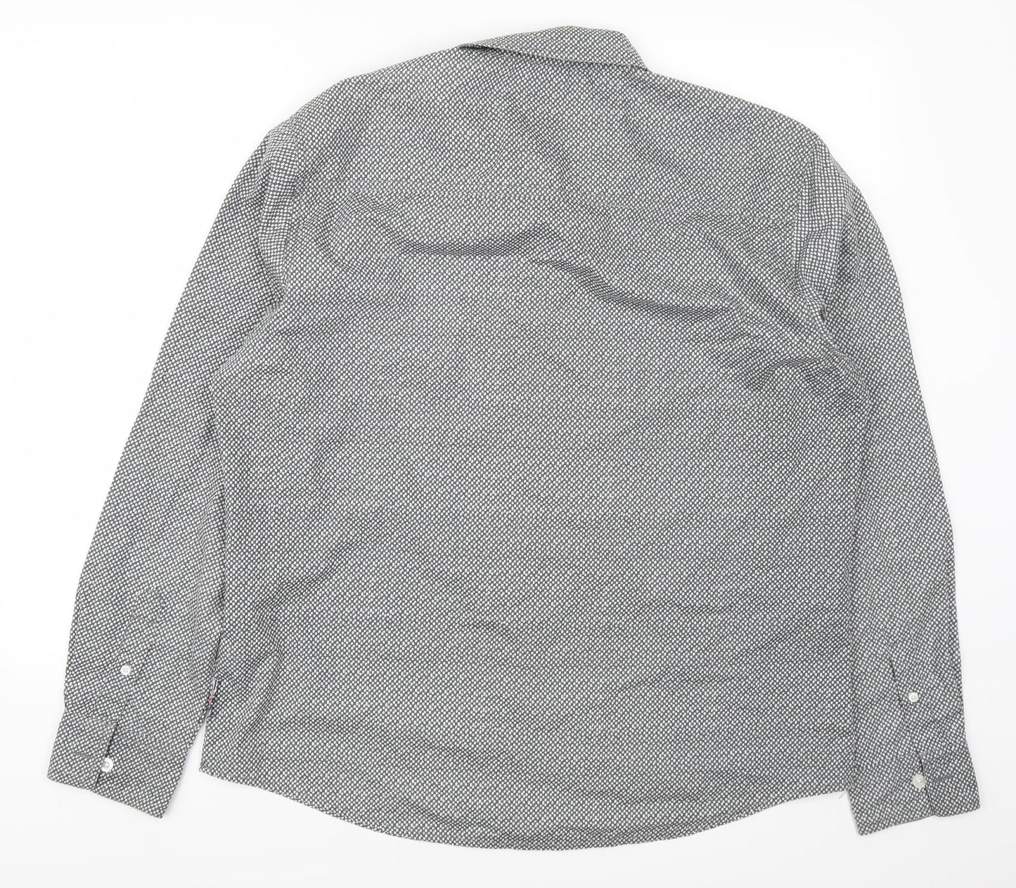 Lee Cooper Mens Grey Geometric   Button-Up Size L