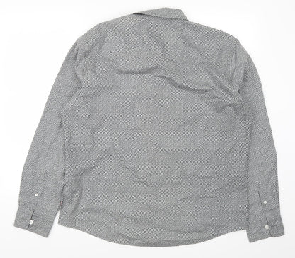Lee Cooper Mens Grey Geometric   Button-Up Size L