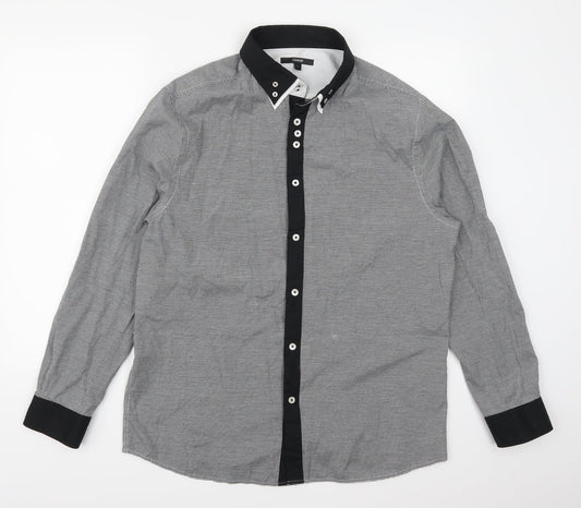 Arthur George Mens Grey Check   Button-Up Size L