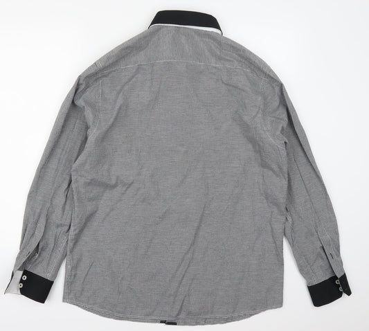 Arthur George Mens Grey Check   Button-Up Size L