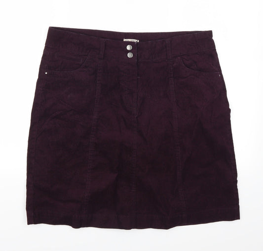 M&Co Womens Purple  Corduroy A-Line Skirt Size 36