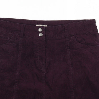 M&Co Womens Purple  Corduroy A-Line Skirt Size 36