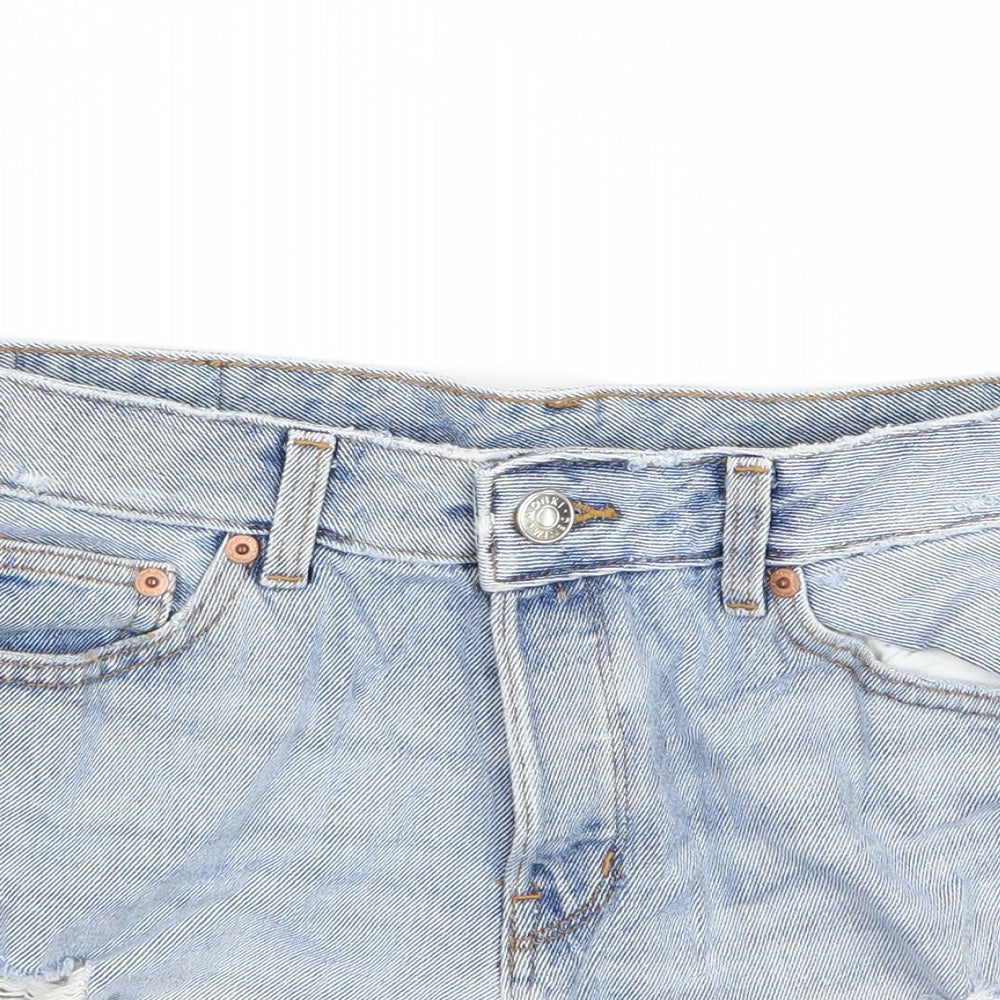 Monki Womens Blue  Denim Mom Shorts  - Distressed