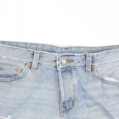 Monki Womens Blue  Denim Mom Shorts  - Distressed