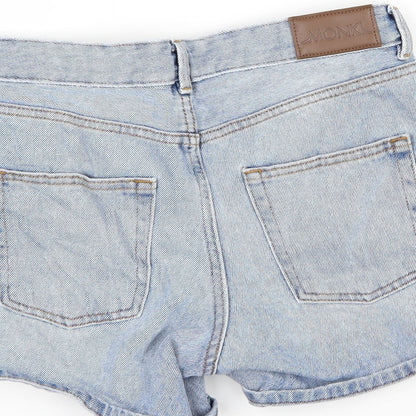Monki Womens Blue  Denim Mom Shorts  - Distressed