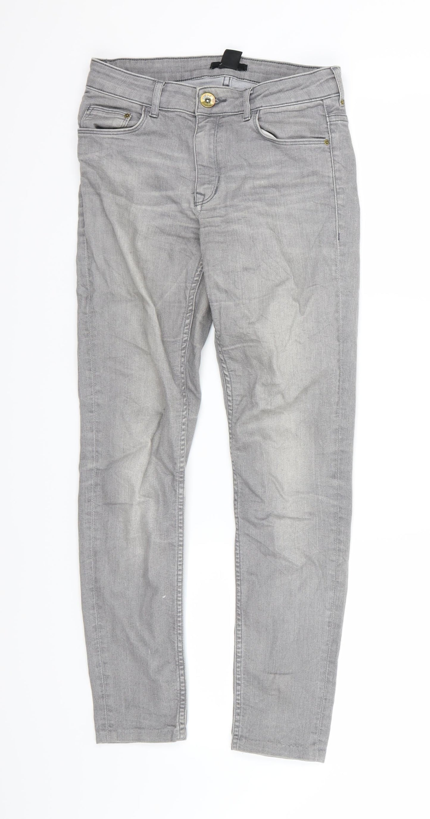 H&M Womens Grey  Denim Skinny Jeans Size 8 L26 in