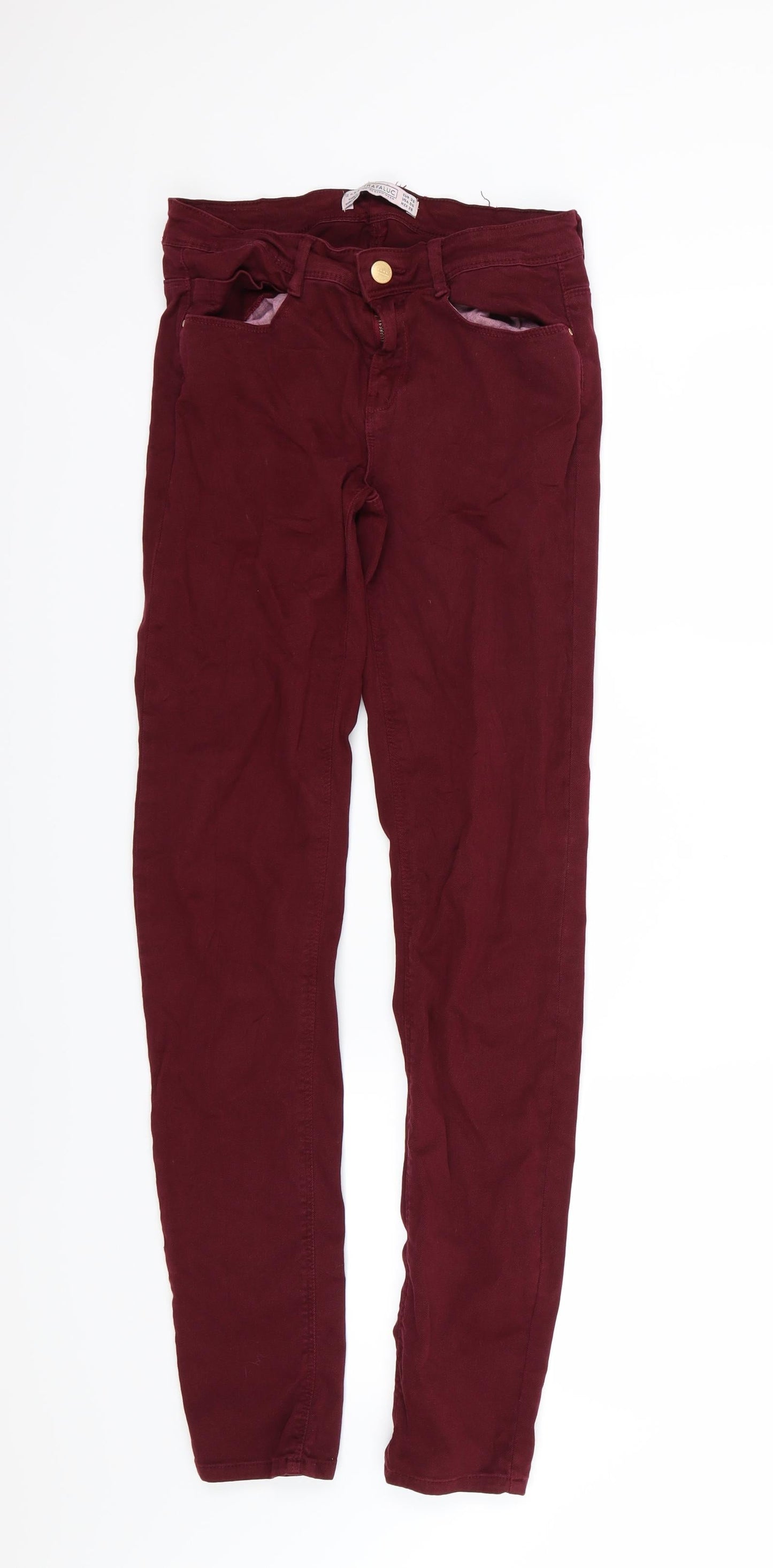 Zara Womens Red  Denim Skinny Jeans Size 8 L30 in - Burgundy