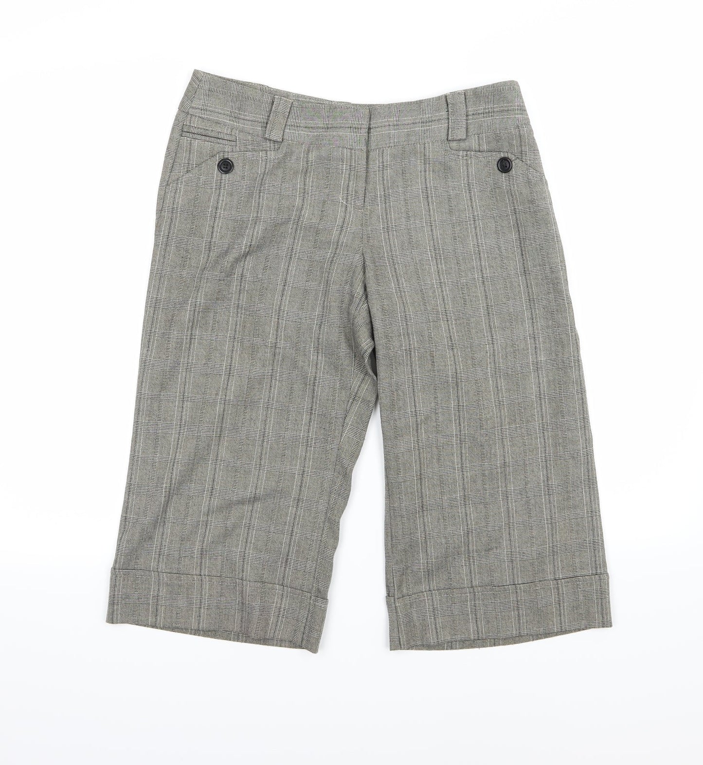 Select Womens Grey Striped Rayon Cut-Off Shorts Size 10