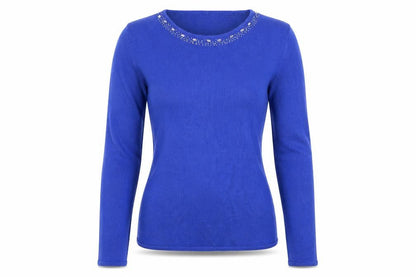 Pure & Natural Womens Blue  Knit Pullover Jumper Size 10  - beaded