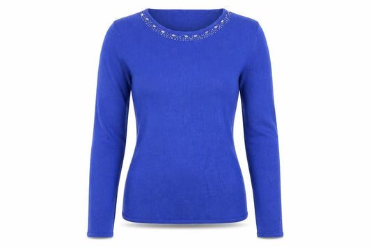 Pure & Natural Womens Blue  Knit Pullover Jumper Size 10  - beaded