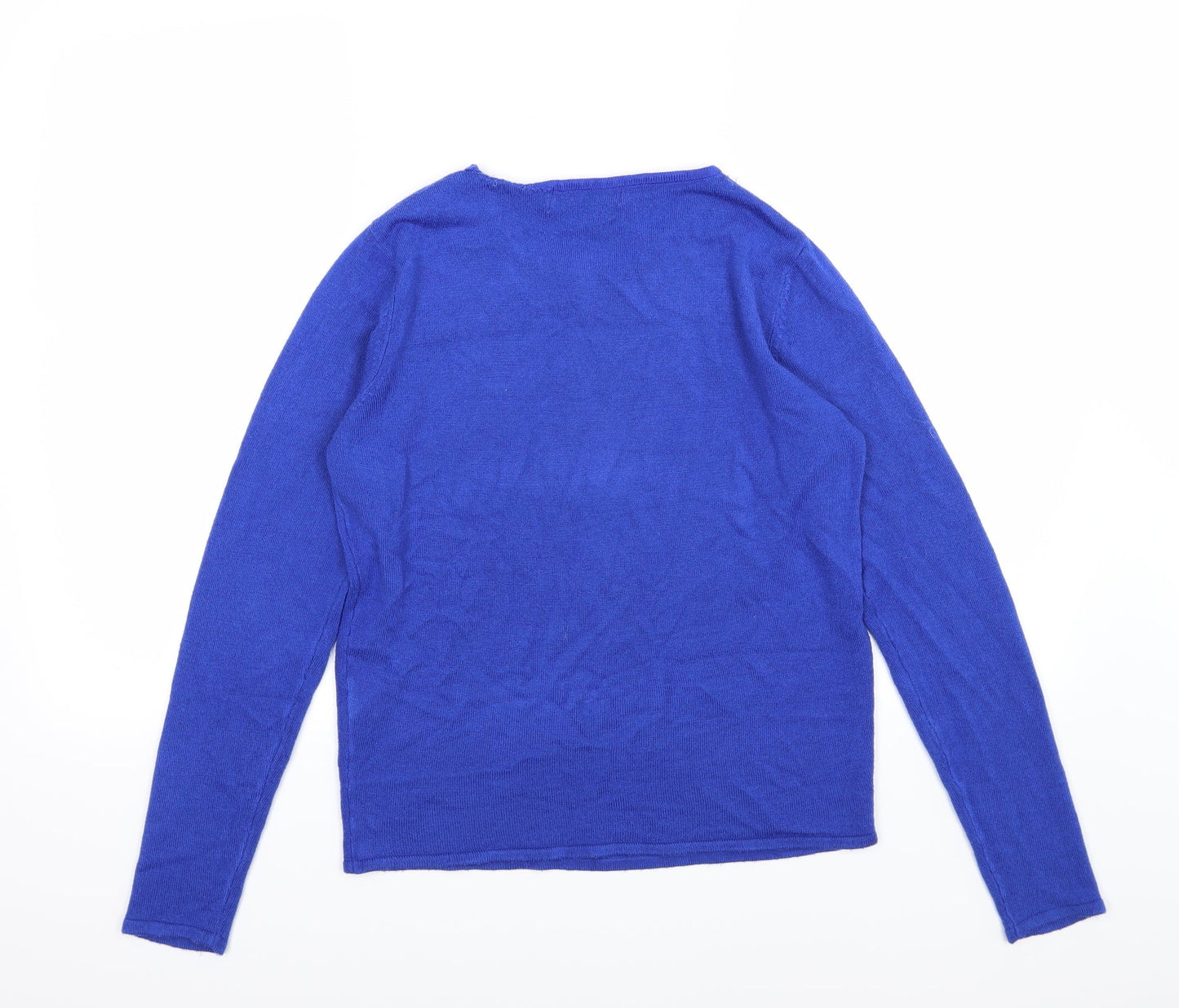 Pure & Natural Womens Blue  Knit Pullover Jumper Size 10  - beaded