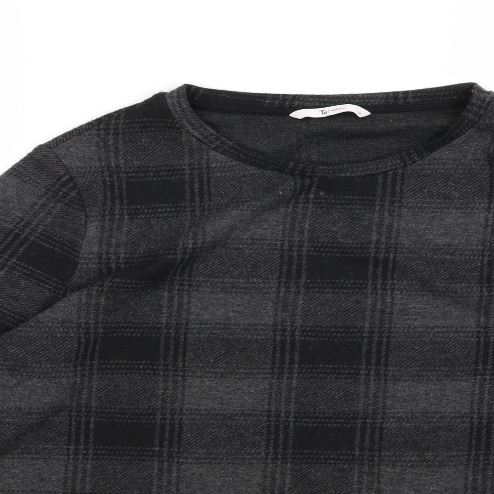 Tu Womens Grey Striped Jersey Pullover Sweatshirt Size 14