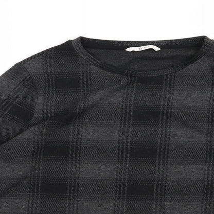Tu Womens Grey Striped Jersey Pullover Sweatshirt Size 14