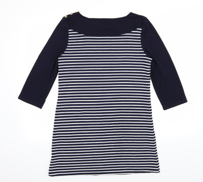 Lakeland Womens Blue Striped Jersey T-Shirt Dress  Size M