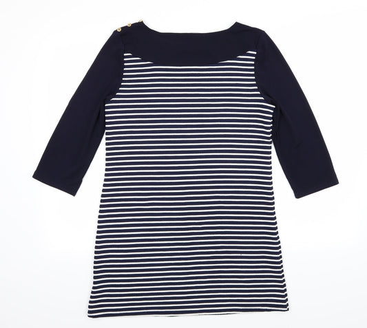Lakeland Womens Blue Striped Jersey T-Shirt Dress  Size M