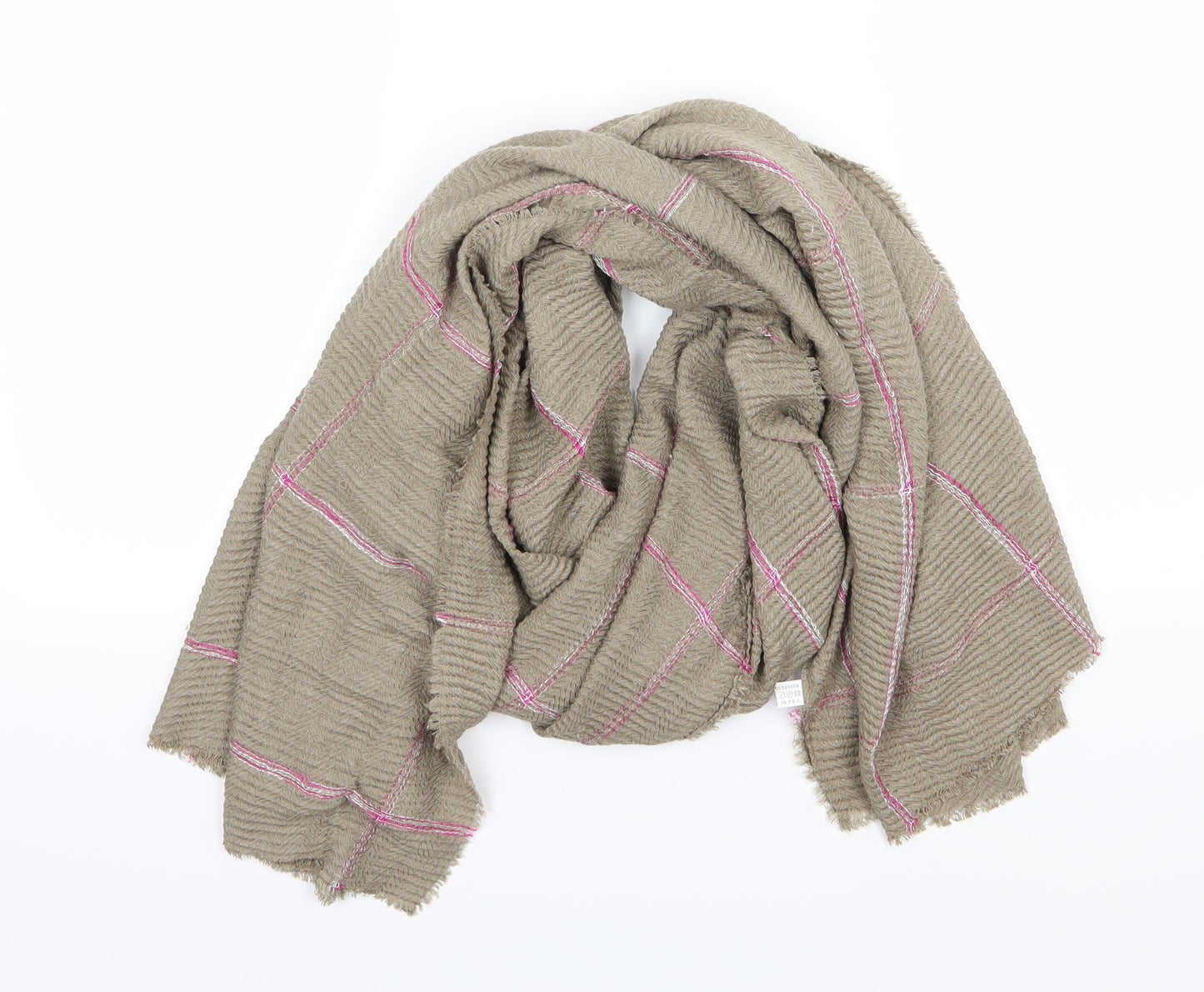 Preworn Womens Brown Striped Knit  Scarf