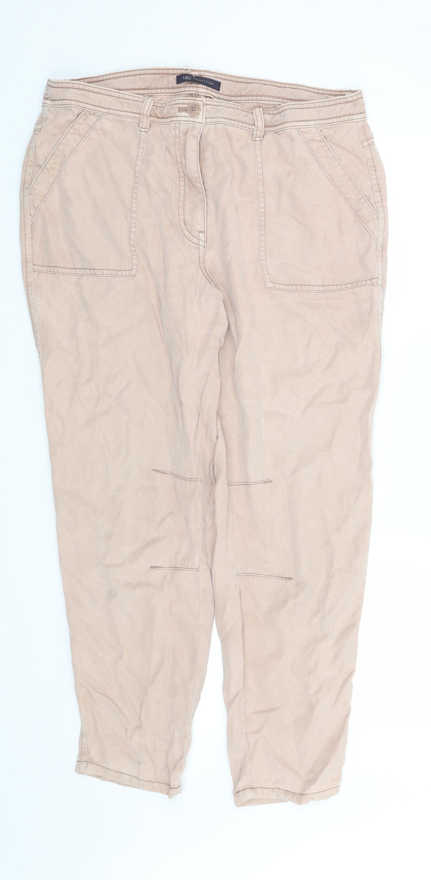 Womens UK Size 14 Marks and Spencer Regular Fit  Pink Trousers