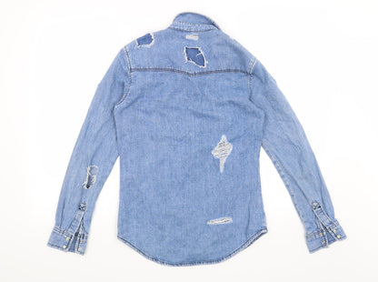 Womens UK Size 6 Topshop Blue Basic Button-Up