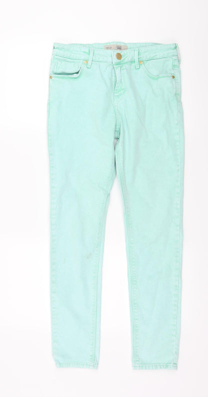 Topshop Womens Green  Denim Skinny Jeans Size 30 L30 in